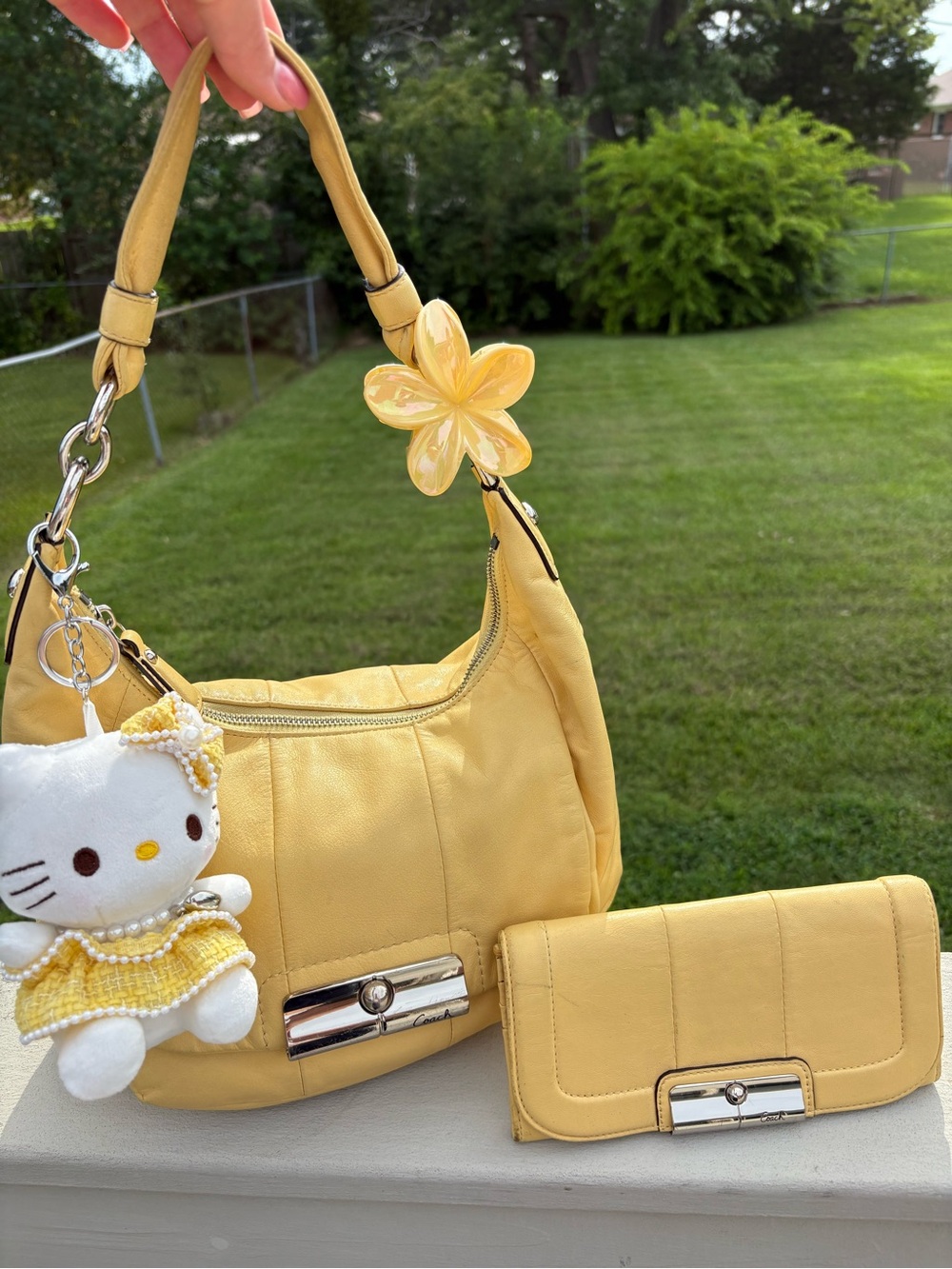 Yellow Shoulder Bag and Wallet Set